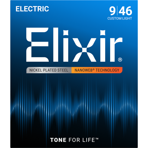 Elixir Nanoweb Electric Nickel Plated Steel 12027 Custom Light 09-46